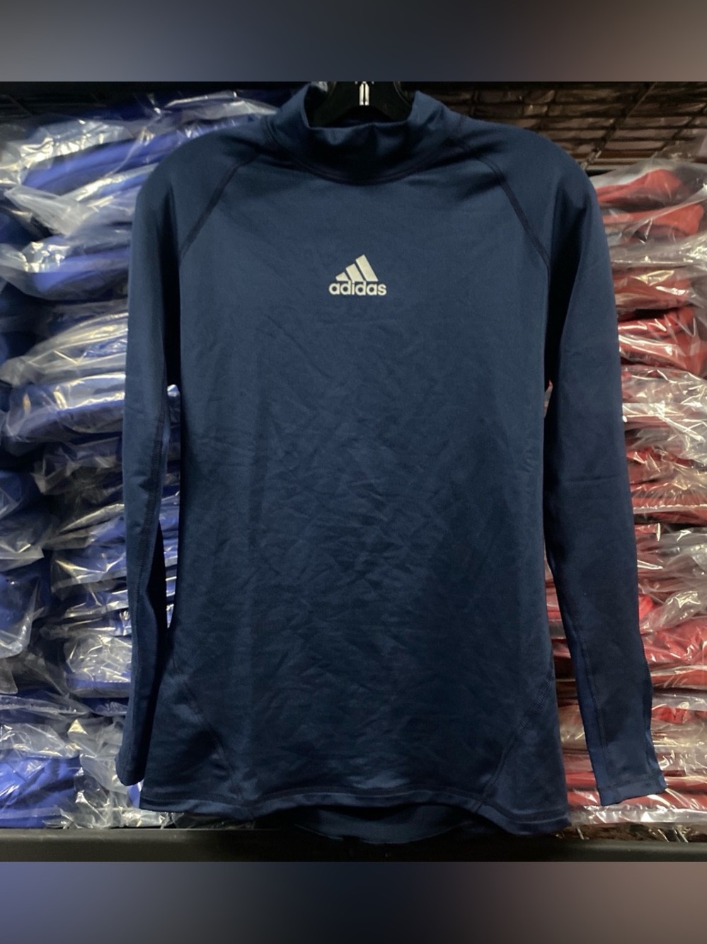 Adidas Performance Climawarm Mock Neck Compression Shirt Navy Men’s Medium NWT